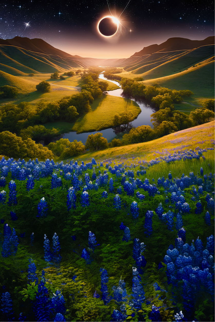Eclipse Over Bluebonnet Valley | Wooden Puzzle | 250, 500, 1000 Pieces