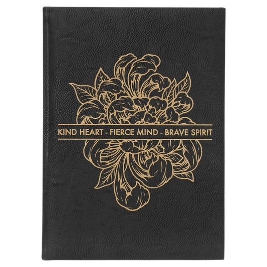 Personalized Black / Gold Leather Journal with Lined Paper