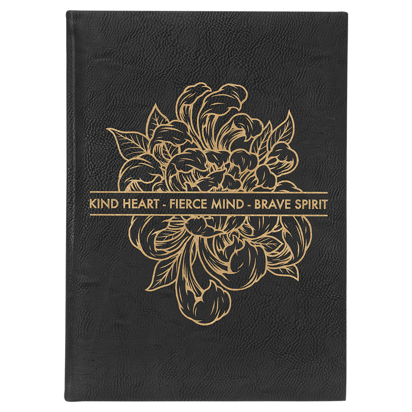 Personalized Black / Gold Leather Journal with Lined Paper