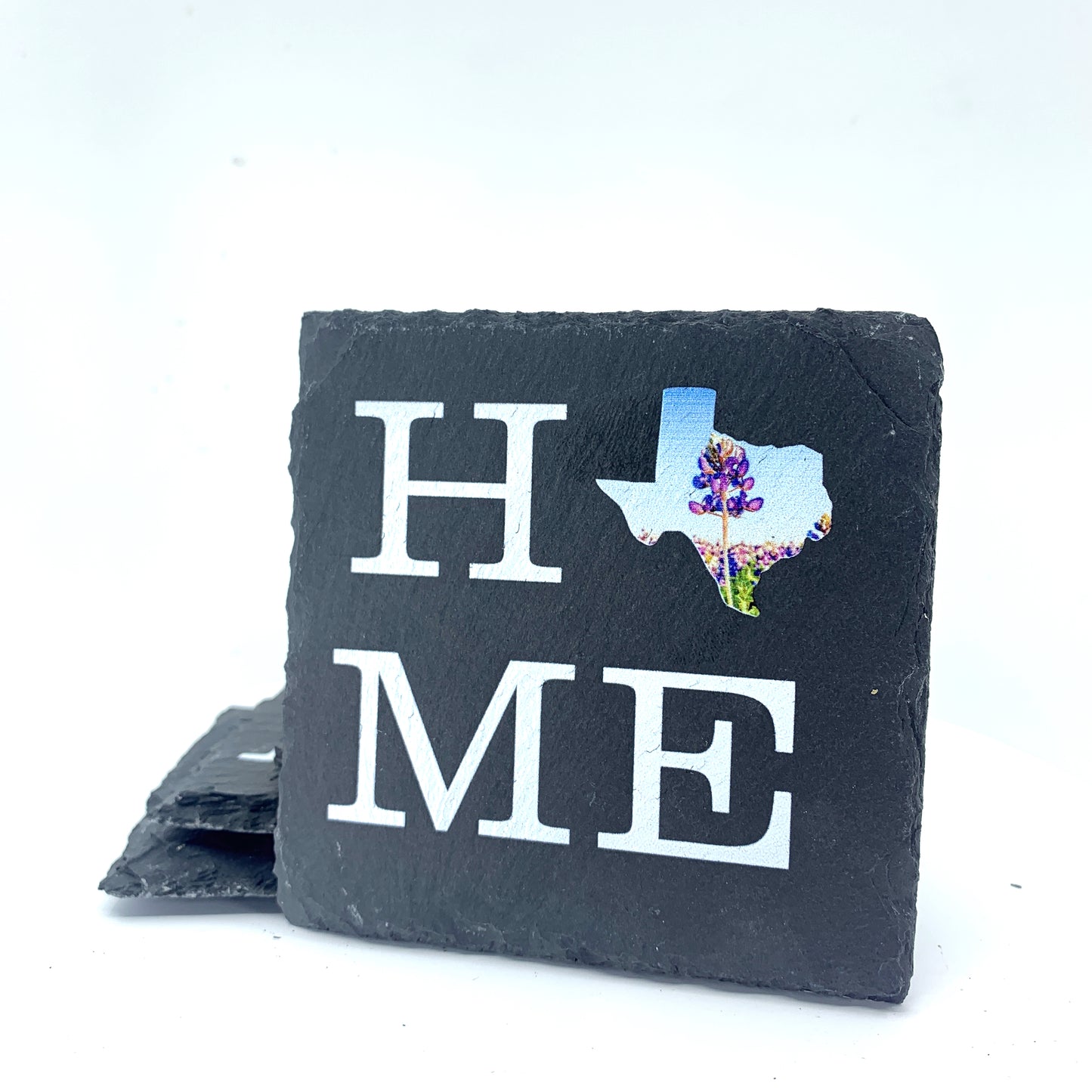 Home, Texas Bluebonnets, Black Slate Coaster Set of 4