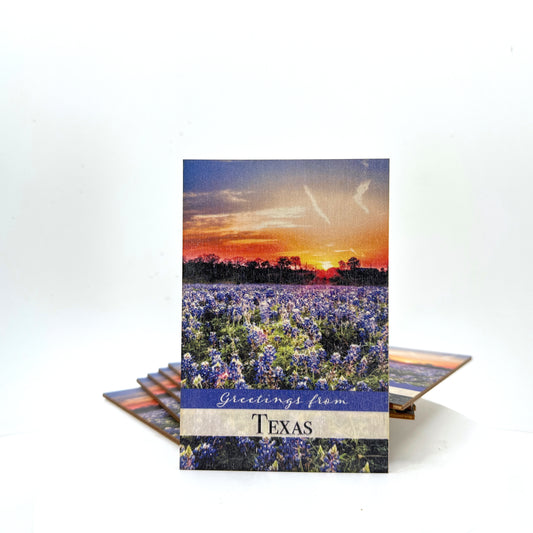 Texas Bluebonnet Wooden Postcard