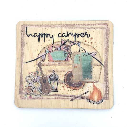 Happy Camper Wood Sticker