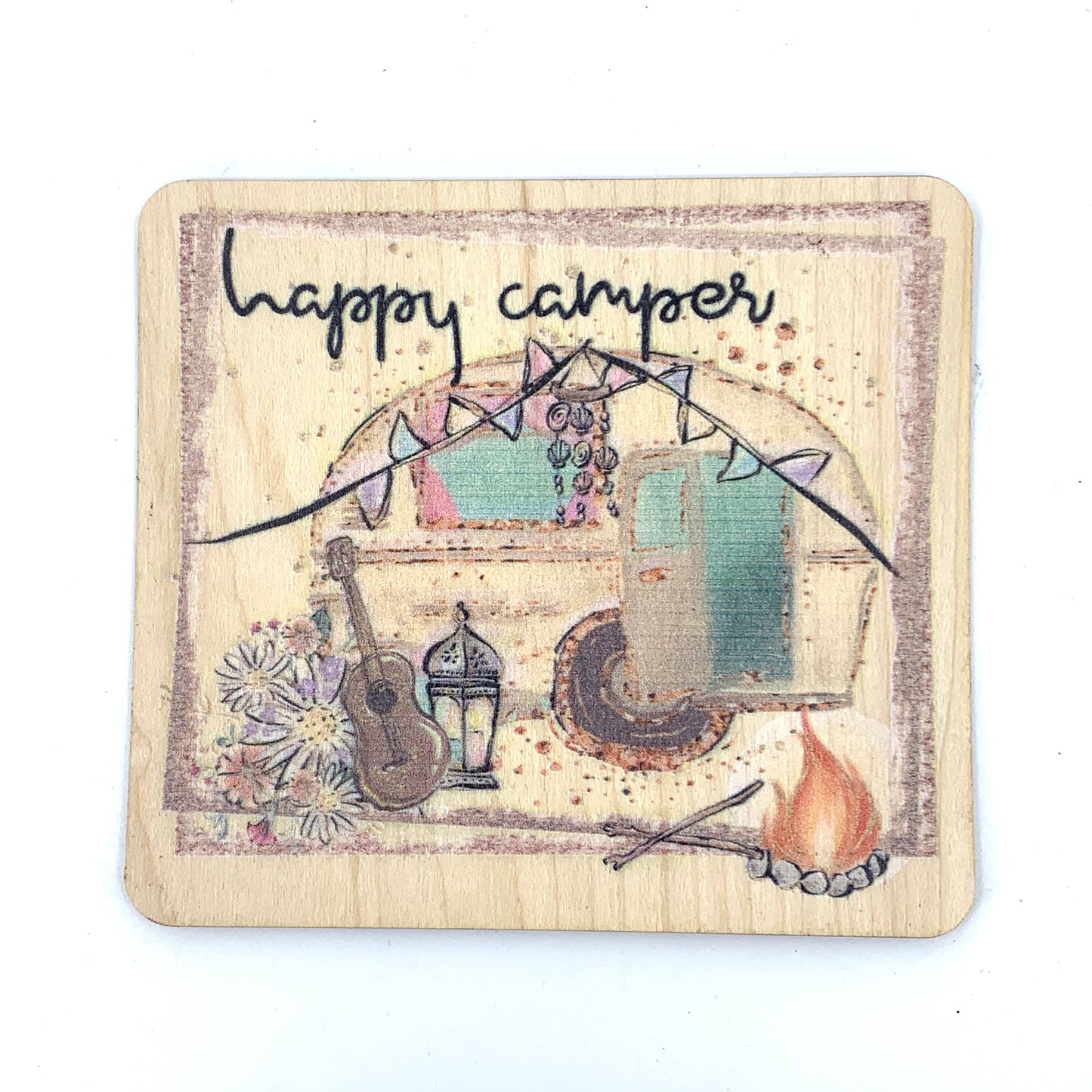 Happy Camper Wood Sticker