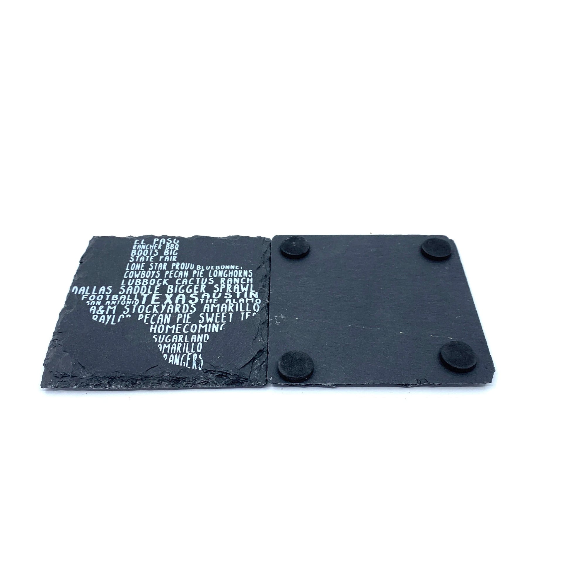 Wimberley Puzzle Company Coasters Texas Word Art Black Slate Coaster Set