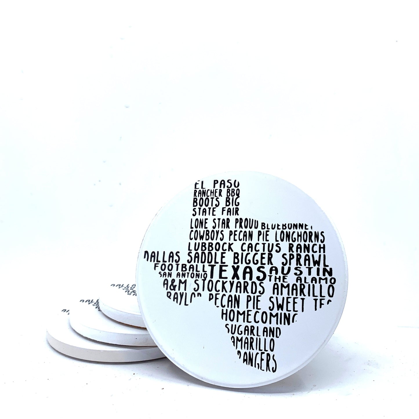 Wimberley Puzzle Company Coasters Texas Word Art Sandstone Coaster Set