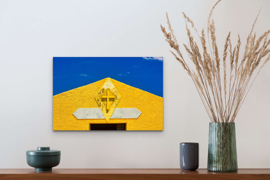 Wimberley Puzzle Company Posters, Prints, & Visual Artwork 16x24" Little Yellow Church in Boquillas, Big Bend National Park, Texas Wooden Art and Postcards