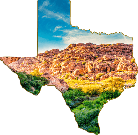Wimberley Puzzle Company Refrigerator Magnets Hueco Tanks, West Texas | Texas-Shaped Magnet