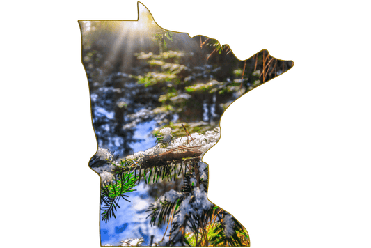 Wimberley Puzzle Company Refrigerator Magnets Northwoods Winter | Minnesota-Shaped Jumbo Fridge Magnet