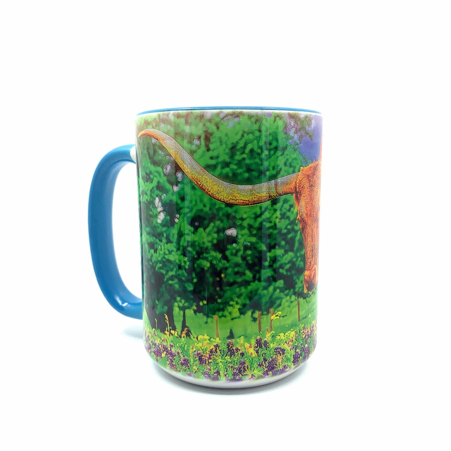 Wimberley Puzzle Company Texas Longhorn & Bluebonnets Coffee Mug