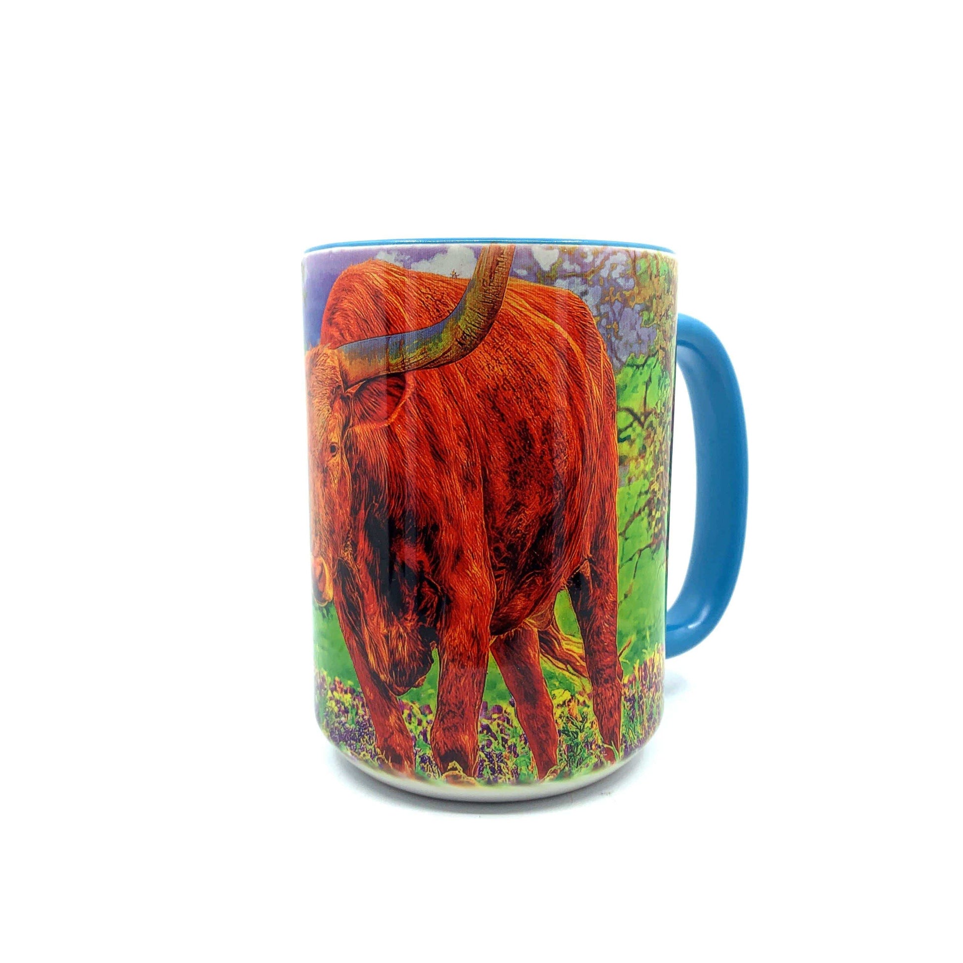 Wimberley Puzzle Company Texas Longhorn & Bluebonnets Coffee Mug