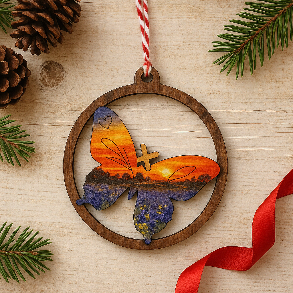 Texas Butterfly Bluebonnet Sunset Ornament | StoryTidings Texas Christmas Ornament Ornament (Copy)