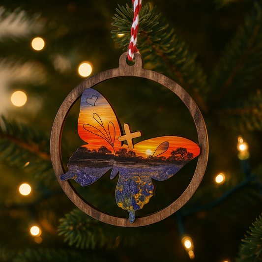 Texas Butterfly Bluebonnet Sunset Ornament | StoryTidings Texas Christmas Ornament Ornament (Copy)