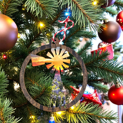 Texas Windmill Bluebonnet Sunset | StoryTidings Texas Christmas Ornament Ornament