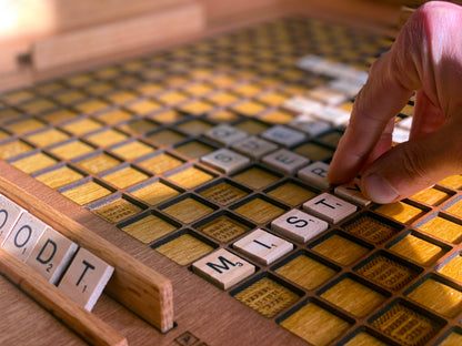 Rustic Scrabble Coffee Table with removable top - letter tiles included