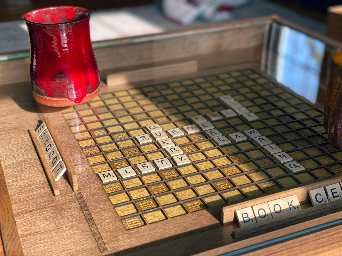 Rustic Scrabble Coffee Table with removable top - letter tiles included