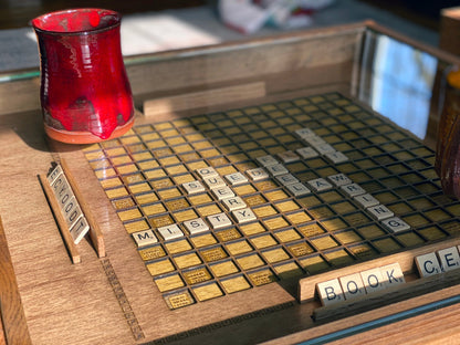 Rustic Scrabble Coffee Table with removable top - letter tiles included