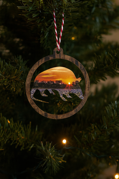 Armadillo Sunset Ornament | StoryTidings Wooden Texas Christmas Ornament