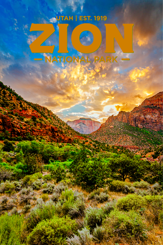 Zion, Golden Hour - National Parks Vintage Poster Puzzle | 500-Pieces | Inventory Clearout