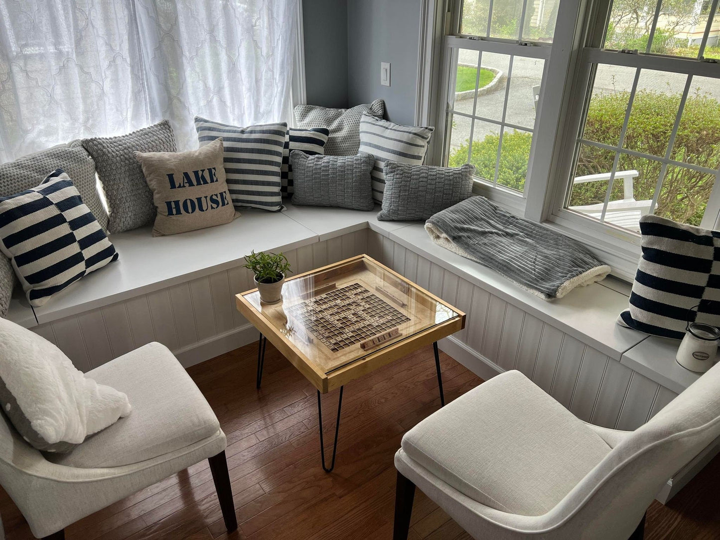 Rustic Scrabble Coffee Table with removable top - letter tiles included