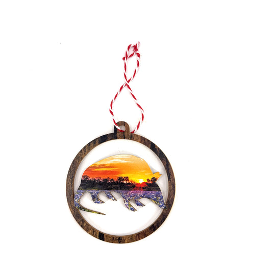 Armadillo Sunset Ornament | StoryTidings Wooden Texas Christmas Ornament