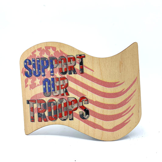 Support Our Troops Wood Sticker
