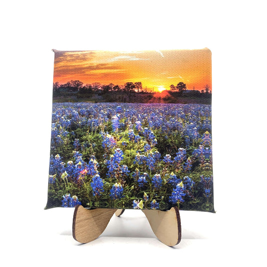 Wimberley Puzzle Company Canvas Print Bluebonnet Sunset | 4x4" Mini Bluebonnet Canvas Art Print