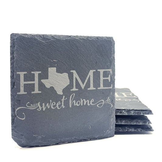 Texas Home Sweet Home Slate Coaster Set