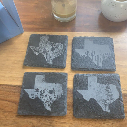 Texas Wildflowers & Cactus Slate Coasters - Set of 4 | Wimberley Puzzle Company