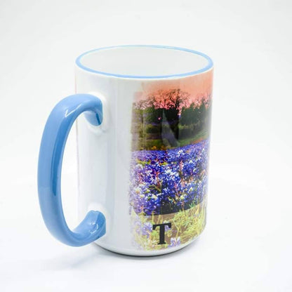 Bluebonnet Sunset Coffee Mug - 15 oz. Ceramic Coffee Cup | Wimberley Puzzle Company
