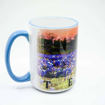 Wimberley Puzzle Company Coffee Mug Bluebonnet Sunset Coffee Mug - 15 oz. Ceramic Coffee Cup