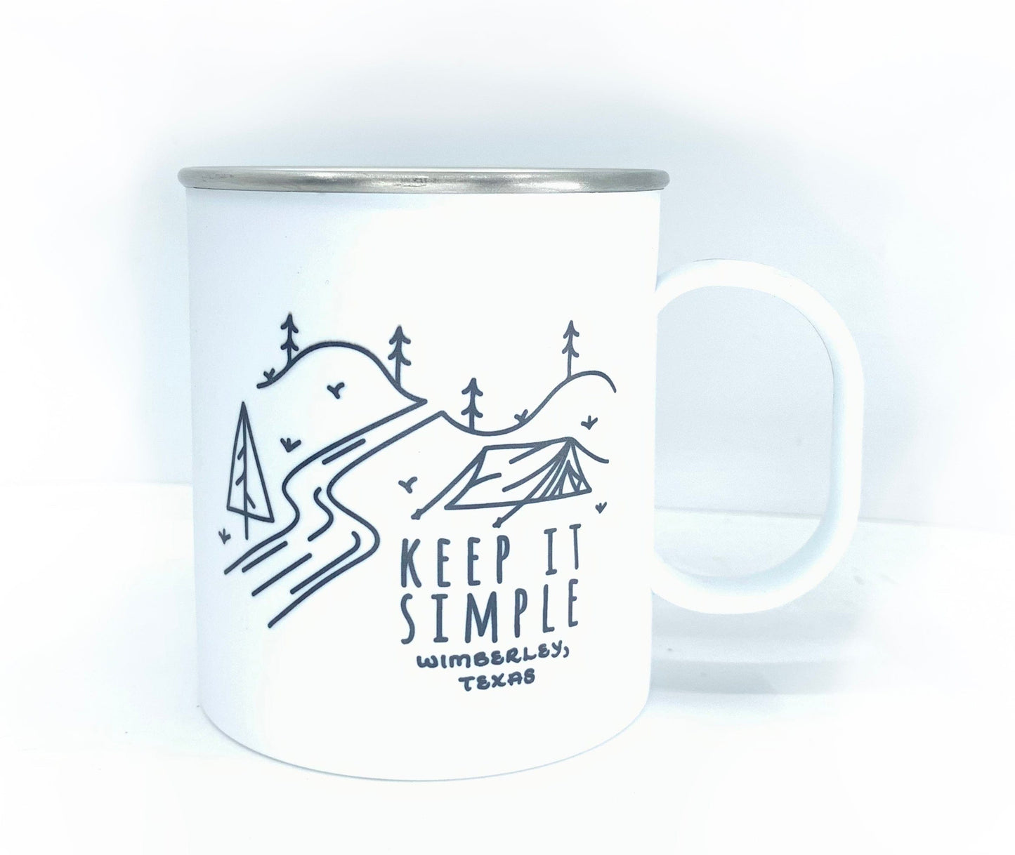 Wimberley Puzzle Company Coffee Mug Keep It Simple, Wimberley Texas Stainless Steel Camping Mug