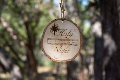 Wimberley Puzzle Company Ornament O Holy Night Sheet Music Rustic Live Edge Wood Slice Christmas Ornament