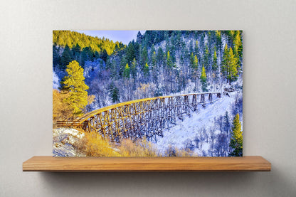 Wimberley Puzzle Company Posters, Prints, & Visual Artwork 16x24" Cloudcroft Train Trestle in Winter, New Mexico Wooden Print Wall Art