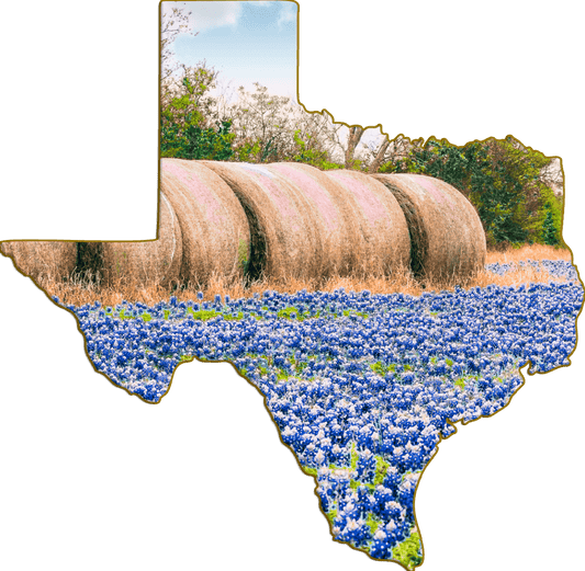 Wimberley Puzzle Company Refrigerator Magnets Bluebonnets and Hay Bales | Texas Shaped Magnet