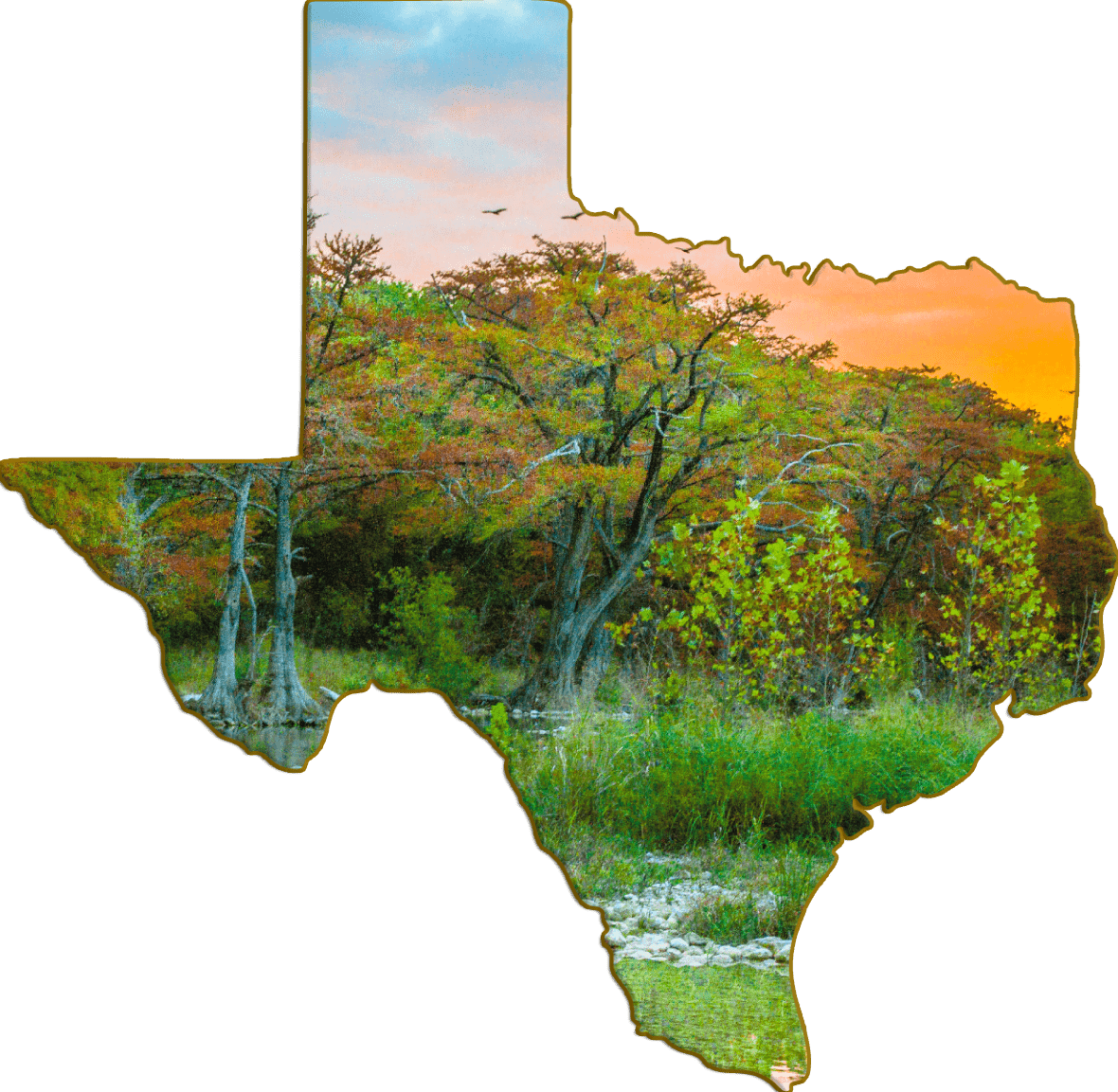 Wimberley Puzzle Company Refrigerator Magnets Garner State Park Frio River Sunrise | Texas-Shaped Magnet