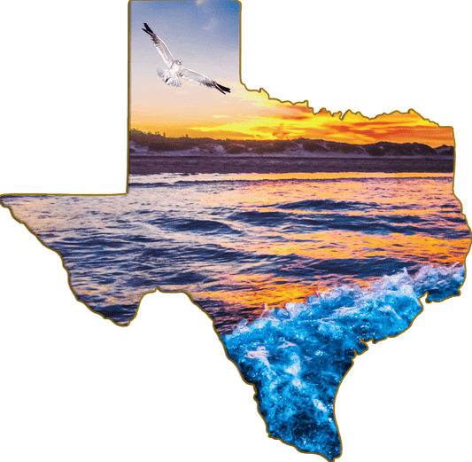 Wimberley Puzzle Company Refrigerator Magnets Padre Island Sunset with Bird | Texas-Shaped Magnet